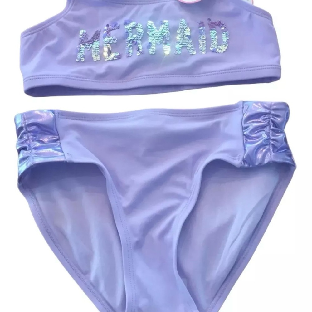 Justice Girls Size 20 Swimsuit ~ NWT ~ Lavender with Sequins Mermaid